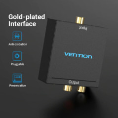 PLACI de SUNET Vention Optical Fiber/Coaxial Digital Audio to TRS 35mm/2RCA Audio Converter Black Aluminum Alloy Type EU Standar