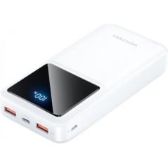 POWER BANK Vention 20000mAh/74Wh- 225W - 2 x USB, 1 x USB Type-C- 1 x Micro USB- digital display pt status baterie- max 3A- alb-