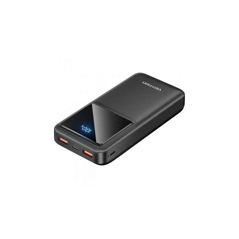 POWER BANK Vention 20000mAh/74Wh- 225W - 2 x USB, 1 x USB Type-C- 1 x Micro USB- digital display pt status baterie- max 3A- negr