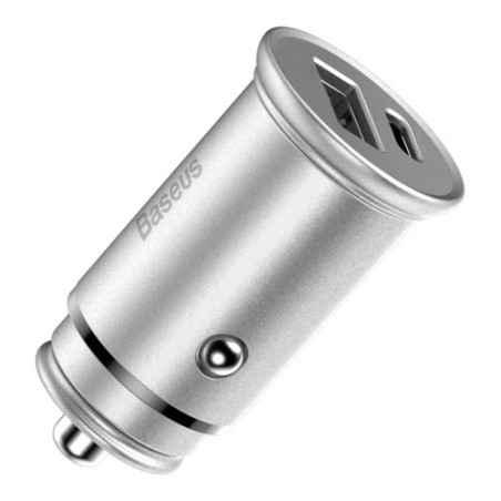 INCARCATOR auto Baseus Square metal- 1 x USB Output 5V/3A si 1 x USB Type-C Output 5V/3A- total output 30W- pt bricheta auto- ar
