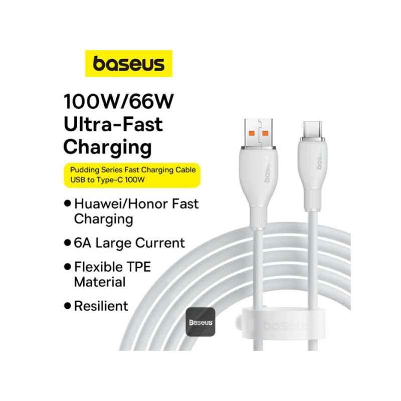 CABLU alimentare si date Baseus Pudding Series- Fast Charging Data Cable pt smartphone- USB la USB Type-C 100W- 12m- alb P103557