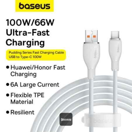 CABLU alimentare si date Baseus Pudding Series- Fast Charging Data Cable pt smartphone- USB la USB Type-C 100W- 12m- alb P103557