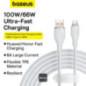 CABLU alimentare si date Baseus Pudding Series- Fast Charging Data Cable pt smartphone- USB la USB Type-C 100W- 12m- alb P103557