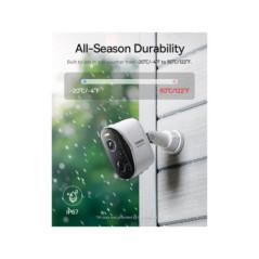 CAMERA IP Exterior Baseus N1 - 2K- 2304 x 1296- acumulator integrat- unghi pana la 120 grade- IP67- dist IR 30 m- tip lentila fi