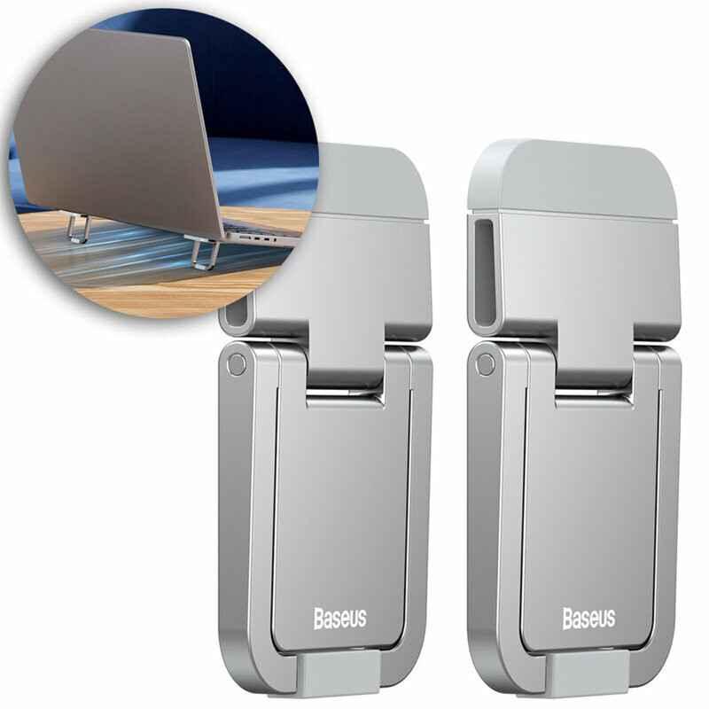 STAND Baseus Kickstand notebook- include 2 bucati- adeziv 3M- aliaj zinc- silver LUZC000012 - 6932172608415