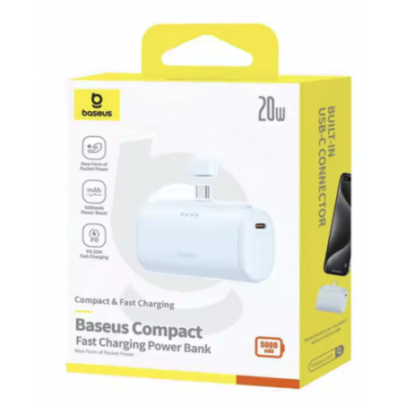 POWER BANK Baseus Compact- capacitate 5000mAh- 20W- 1 x USB Type-C- total 5V/24A- albastru- P10068306313-00timbru verde 018 lei)