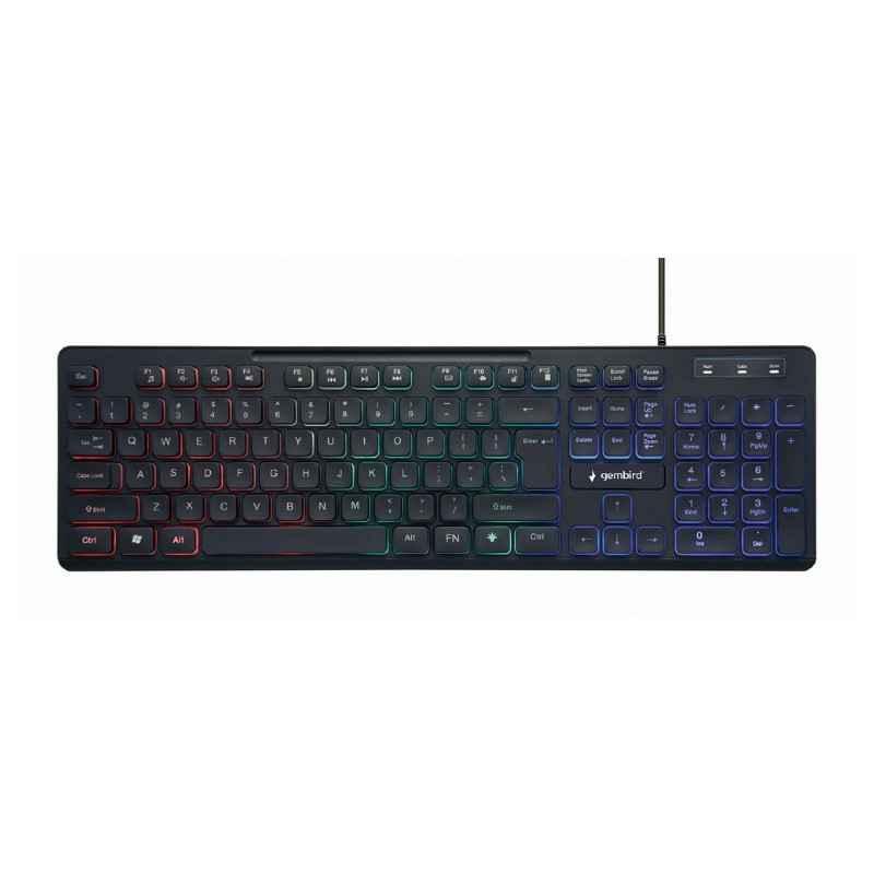 TASTATURA GEMBIRD USB- multimedia 104 taste 12 taste multimedia- backlight Rainbow- black KB-UML-02 timbru verde 08 lei)