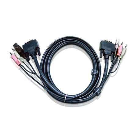 CABLU KVM ATEN cablu 3 in 1- conector tip USBT) - 35 mm JackT) x 2 - DVI-DT)- 2L-7D05Utimbru verde 08 lei)