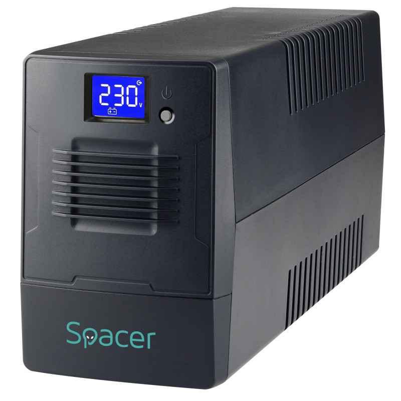UPS Spacer Line Int cu management- LCD- 2000VA/ 1200W- AVR- 4 x socket Schuko- display LCD- 2 x baterie 12V/9Ah- conector USB-