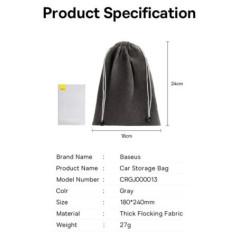 ORGANIZATOR auto tip saculet Baseus- stofa- 180 x 240mm- gri CRGJ000013 - 6932172620790