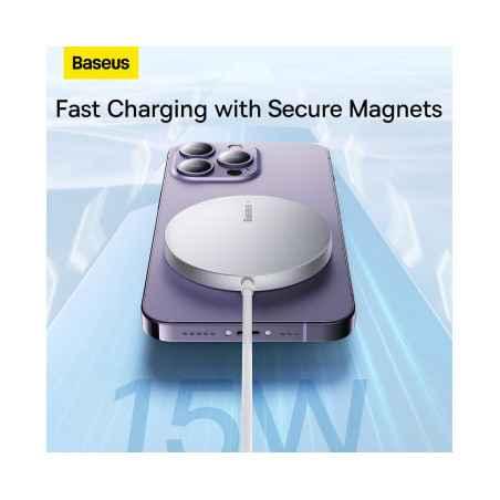 INCARCATOR wireless Baseus Simple Mini3- magnetic- 15W- cablu Type-C la USB 12m inclus- argintiu CCJJ040012 TV 018lei) - 6932172