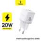 INCARCATOR retea Baseus Palm- Quick Charge 20W- 1 x USB- 1 x USB Type-C 5V/30A- include cablu USB Type-C la USB Type-C 1m- alb P