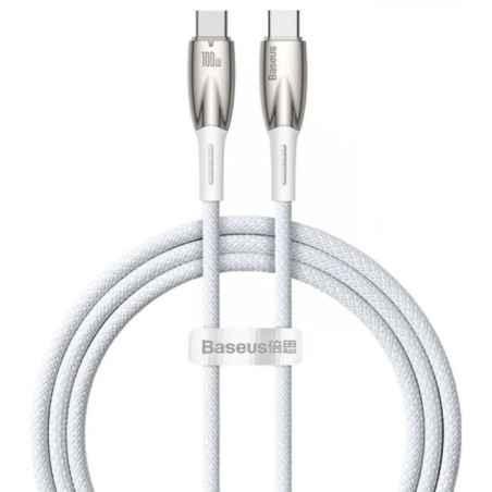 CABLU alimentare si date Baseus Glimmer- Fast Charging Data Cable pt smartphone- USB Type-C la USB Type-C 100W- 1m- alb CADH0007