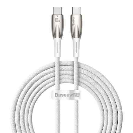 CABLU alimentare si date Baseus Glimmer- Fast Charging Data Cable pt smartphone- USB Type-C la USB Type-C 100W- 2m- alb CADH0008