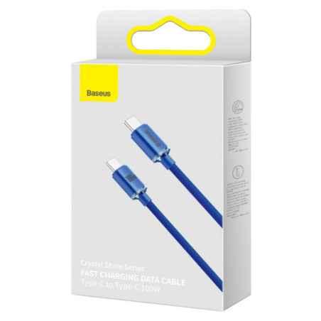 CABLU alimentare si date Baseus Crystal Shine- Fast Charging Data Cable pt smartphone- USB Type-C la USB Type-C 100W- 12m- albas