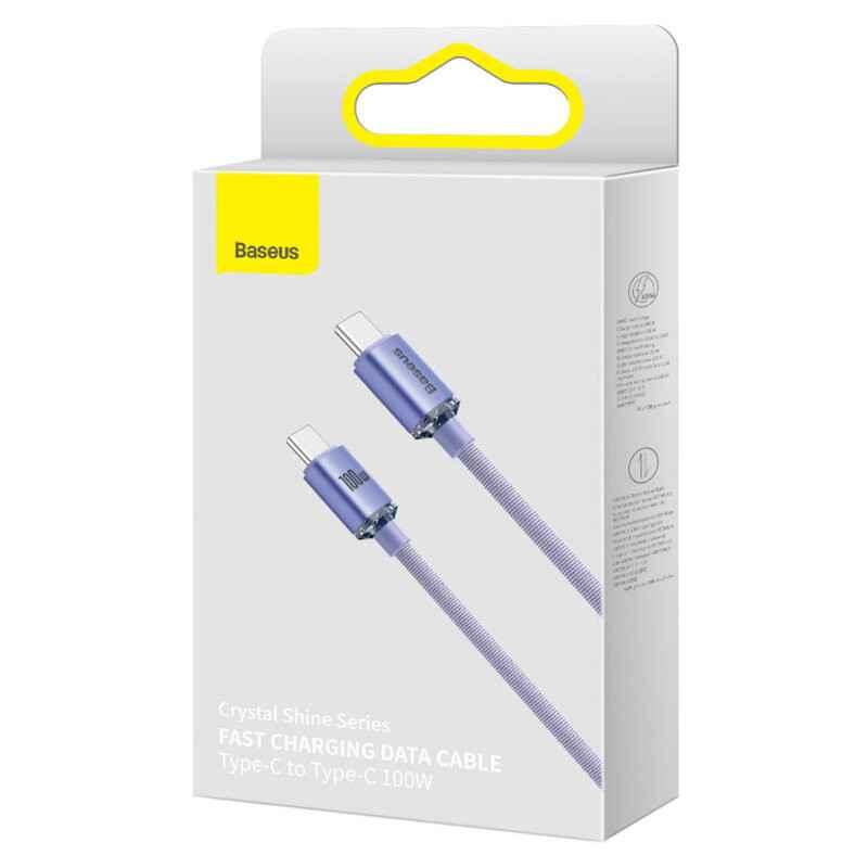 CABLU alimentare si date Baseus Crystal Shine- Fast Charging Data Cable pt smartphone- USB Type-C la USB Type-C 100W- 2m- violet