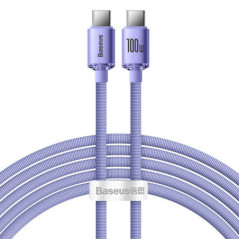 CABLU alimentare si date Baseus Crystal Shine- Fast Charging Data Cable pt smartphone- USB Type-C la USB Type-C 100W- 2m- violet