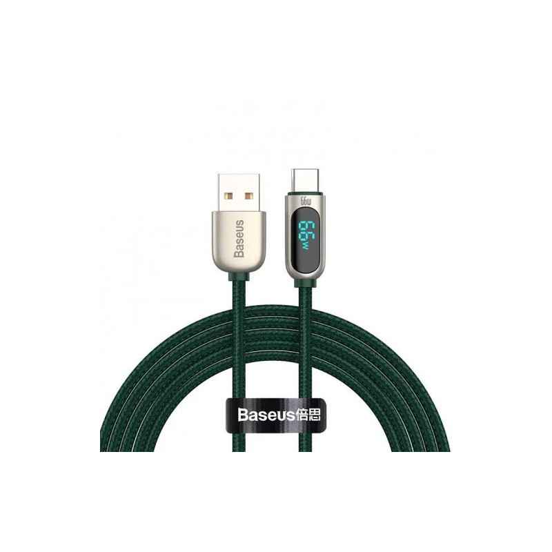 CABLU alimentare si date Baseus Display- Fast Charging Data Cable pt smartphone- USB la USB Type-C 66W- 1m- verde CASX020006timb