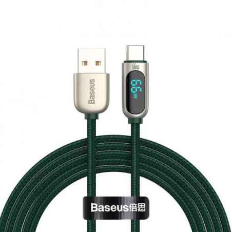 CABLU alimentare si date Baseus Display- Fast Charging Data Cable pt smartphone- USB la USB Type-C 66W- 1m- verde CASX020006timb
