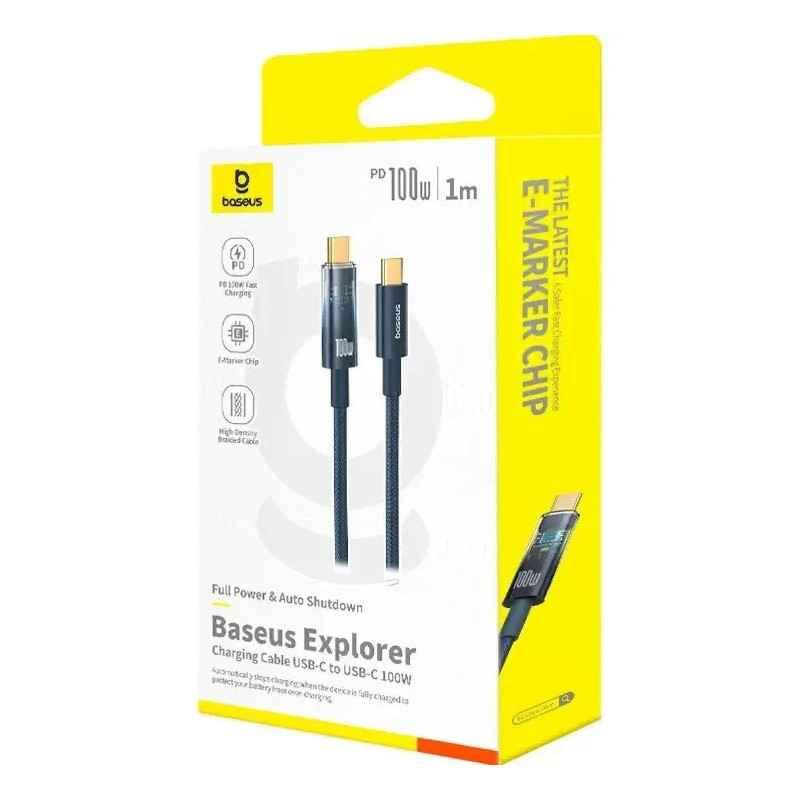 CABLU alimentare si date Baseus Explorer- Fast Charging Data Cable pt smartphone- USB Type-C la USB Type-C 100W- oprire automata