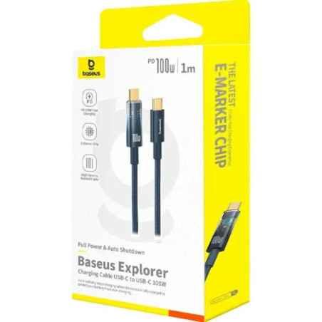 CABLU alimentare si date Baseus Explorer- Fast Charging Data Cable pt smartphone- USB Type-C la USB Type-C 100W- oprire automata