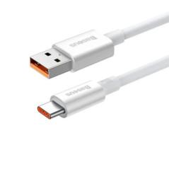 CABLU alimentare si date Baseus Superior- Fast Charging Data Cable pt smartphone- USB la USB Type-C 100W- braided- 025m- alb P10