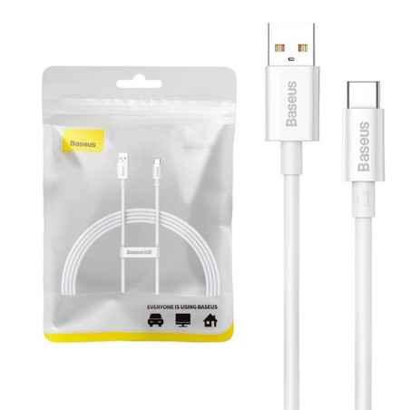 CABLU alimentare si date Baseus Superior- Fast Charging Data Cable pt smartphone- USB la USB Type-C 100W- braided- 15m- alb P103