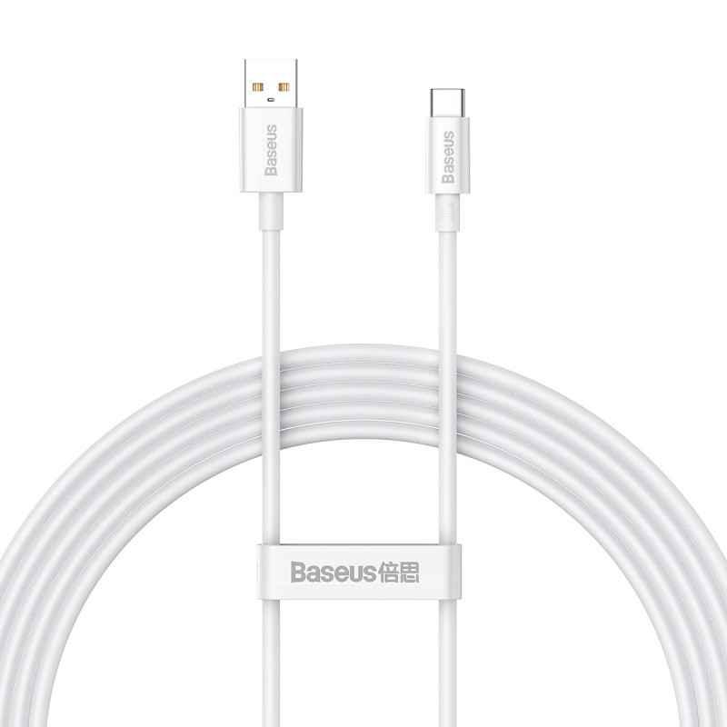 CABLU alimentare si date Baseus Superior- Fast Charging Data Cable pt smartphone- USB la USB Type-C 100W- braided- 2m- alb P1032