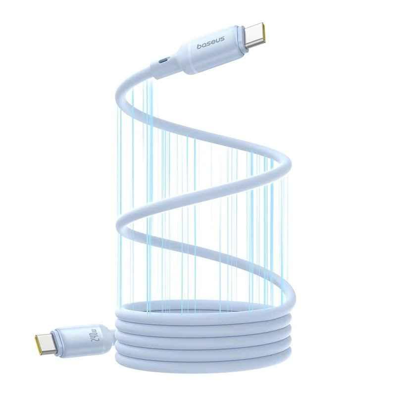CABLU alimentare si date Baseus PicoGo Magnetic- pt smartphone- silicon lichid magnetic- USB Type-C la USB Type-C 240W- 1m- alb