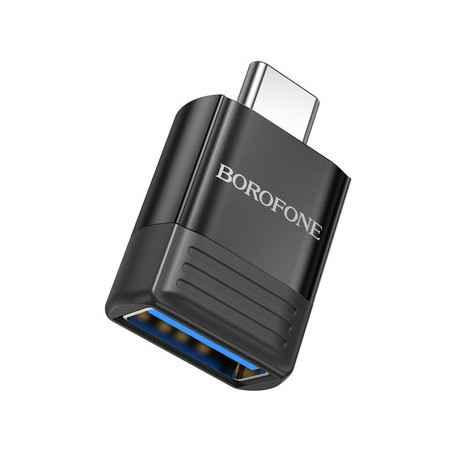 ADAPTOR Borofone BV18 - USB 30M) to USB Type-CT)- corp metalic- negru 6941991104015timbru verde 018 lei)