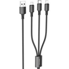 CABLU alimentare Borofone BX72- pt smartphone-USB la Micro-USBLightning USB Type-C 2A- 1m- brodat- negru 6974443384666timbru ve