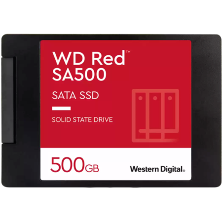 SSD NAS WD Red SA500 500GB SATA- 25- 7mm- Read/Write: 560/530 MBps- IOPS 95K/85K- TBW: 350 WDS500G1R0A-68A4W0
