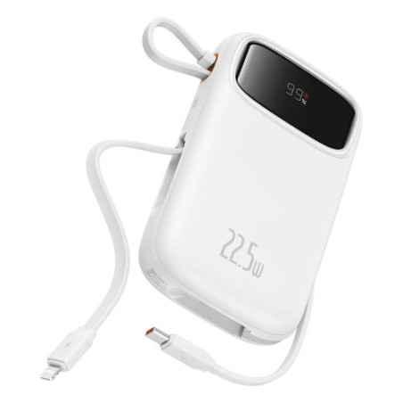 POWER BANK Baseus Qpow2- 20000mAh- 225W- 1 x USB, 1 x USB Type-C- 1 x Lightning- total 3A- include cablu USB Type-C 03m- alb- P1