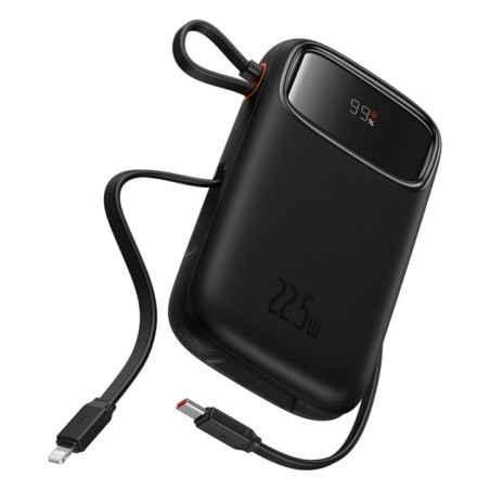 POWER BANK Baseus Qpow2- 10000mAh- 225W- 1 x USB, 1 x USB Type-C- 1 x Lightning- total 3A- include cablu USB Type-C 03m- negru-