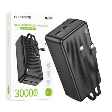 POWER BANK Borofone BJ57B- 30000mAh- 225W- 2 x USB, 1 x cablu USB Type-C- 1 x cablu Iphone Lightning- negru- 6941991116469timbru