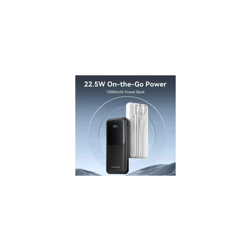 POWER BANK Vention 10000 mAh- 225W PD 20W- QC- &nbsp,1x USB-C- 2x USB-A- 1x micro USBdoar pt incarcare)- cablu Ligtning si USB-C