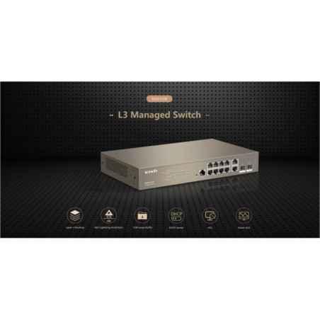 SWITCH TENDA managed layer 3- 10 porturi 10/100/1000 Ethernet Base-T- 2 porturi 1000 SFP Base-X- metalic TEG5312F timbru verde 2