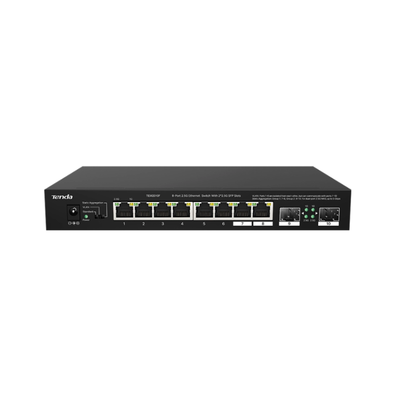 SWITCH Tenda fara management 8 porturi Ethernet 2-5 Gbps ?i 2 sloturi SFP 2-5 Gbps- carcasa metalica- rackabil TEM2010Ftimbru ve