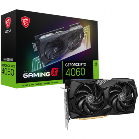 MSI Video Card Nvidia GeForce RTX 4060 GAMING X 8G- 8GB GDDR6- 128bit- 2595 MHz- 3072 CUDA Cores- PCIe 40- 3xDP- HDMI 21a- Dual