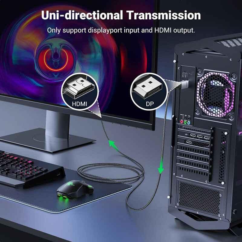 CABLU video Ugreen- DP119 DPT) la HDMIT) 4K la 60Hz- lungime 2m- negru 15774timbru verde 008 lei) - 6941876217748
