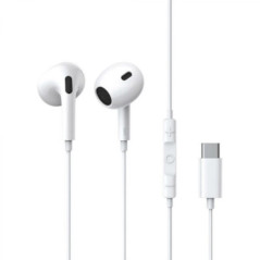 CASTI Baseus Encok CZ17- pt smartphone- control volum microfon pe fir- conectare prin cablu USB Type-C- lungime cablu 11m- alb