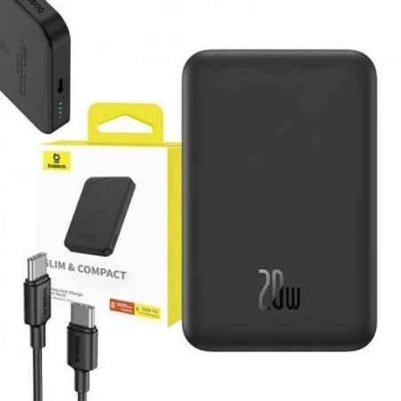 POWER BANK Baseus Magnetic Mini Wireless- 5000mAh- max 20W pe cablu- 1 x USB Type-C output/input- 15W wireless charging- include