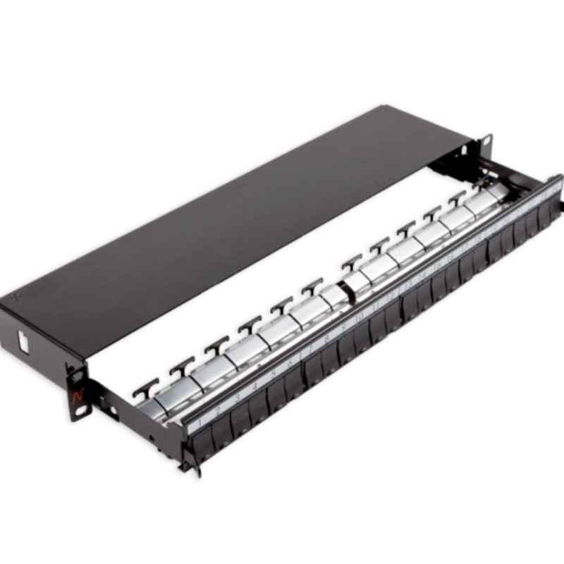 Patch Panel neechipat - Modular Sliding - Cat 5- 6- 6A- 7- 7A - Cupru - 24 - Snap-in - LANmark - Negru