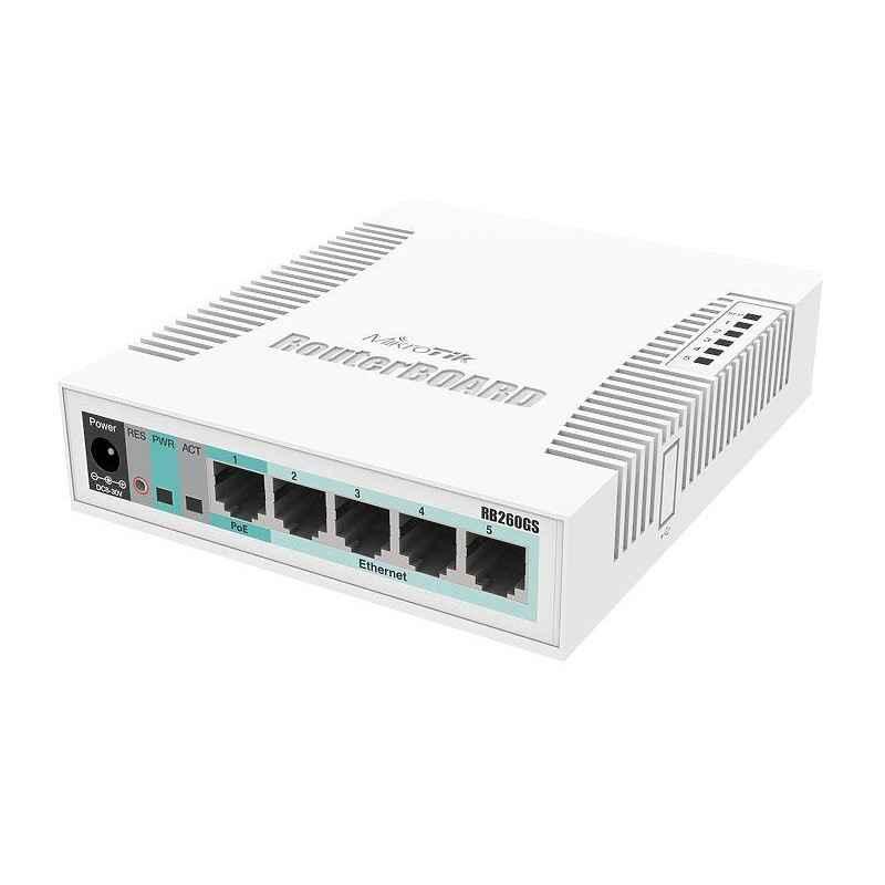 SWITCH MIKROTIK- RB260GS- porturi Gigabit x 5- SFP x 1- unmanaged- carcasa plastic- CSS106-5G-1Stimbru verde 2 lei)