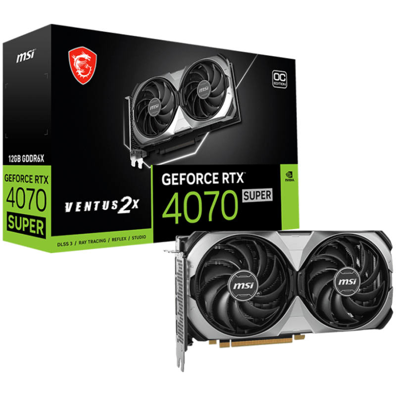 PLACI VIDEO MSI Nvidia GeForce RTX 4070 SUPER 12G VENTUS 2X OC12GB GDDR6X/192bit- 3xDP- 1xHDMI- 1x 12VHPWR) RTX 4070 SUPER 12G V