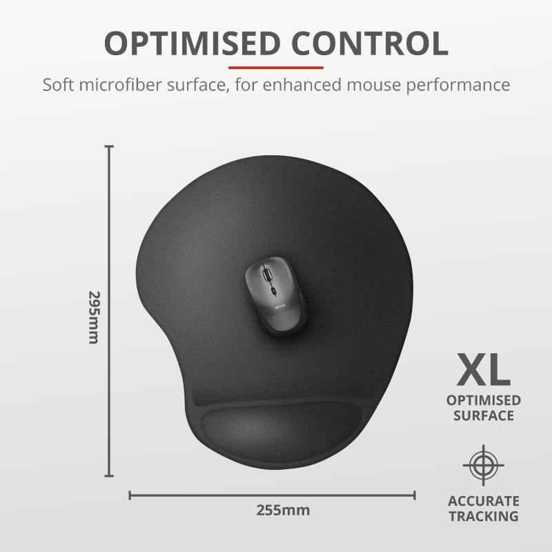 Mouse PAD TRUST- Bigfoot XL - cu gel- cauciuc si material textil- 295 x 255 x 19 mm- negru- TR-23728