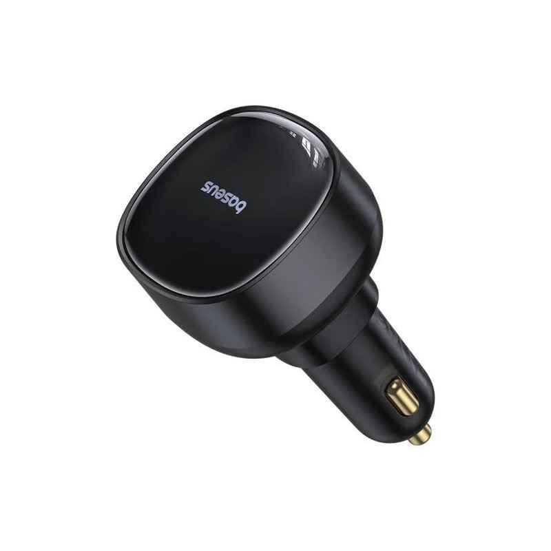 INCARCATOR auto Baseus Enjoyment Pro- 1 x USB Type-C cablu retractabil- 1 x USB - total output 60W- pt bricheta auto- negru C000