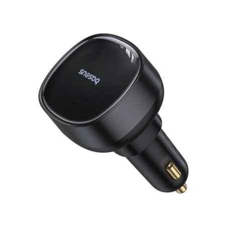 INCARCATOR auto Baseus Enjoyment Pro- 1 x USB Type-C cablu retractabil- 1 x USB - total output 60W- pt bricheta auto- negru C000