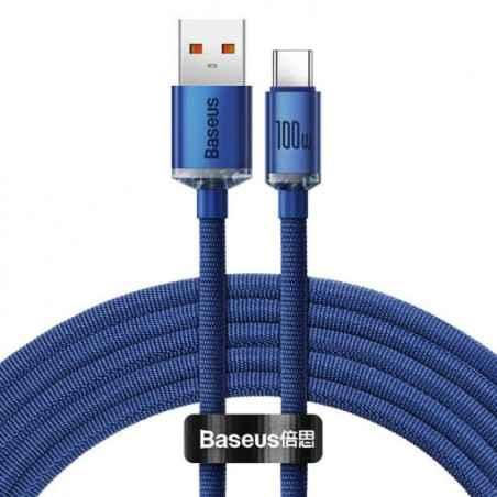CABLU alimentare si date Baseus Crystal Shine- Fast Charging Data Cable pt smartphone- USB la USB Type-C 100W- 12m- braided- alb