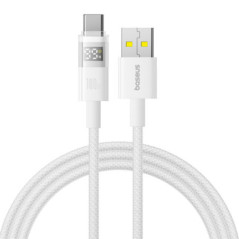 CABLU alimentare si date Baseus Display- Fast Charging Data Cable pt smartphone- USB la USB Type-C 100W- braided- 1m- alb P10382